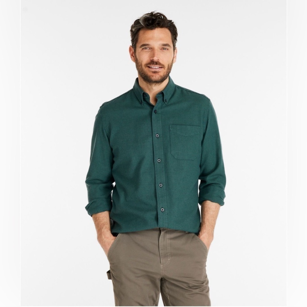 LL Bean Wicked Good Flannel Shirt Traditional Fit Houndstooth Cotton Button Down